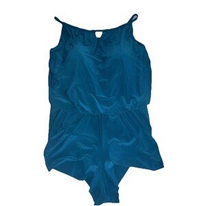 Aqua Green Women's Plus Sz 24 One Piece Swimsuit shorts Bathing Suit Blue